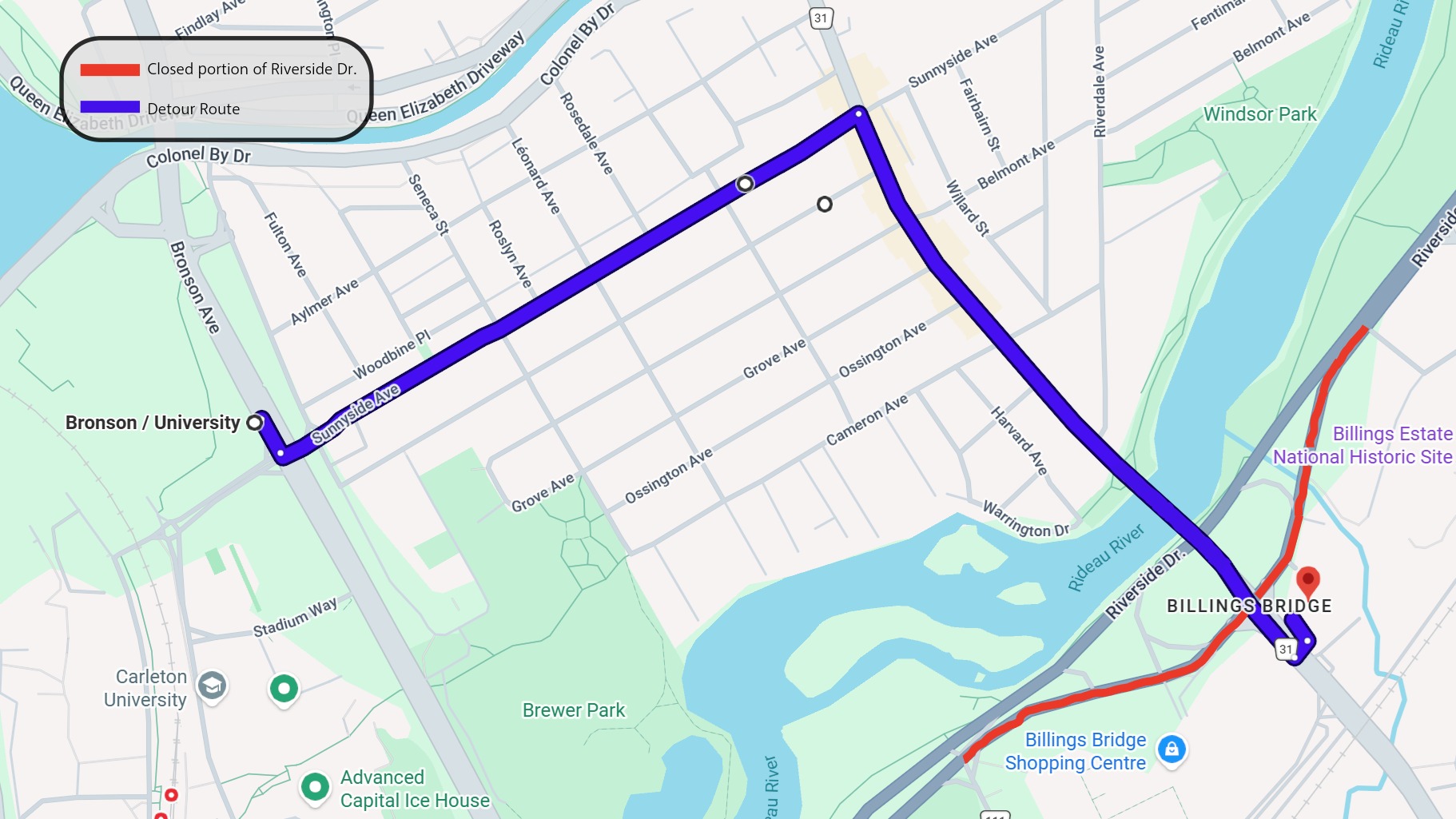 detour 02 SB arrival EB closure JPG